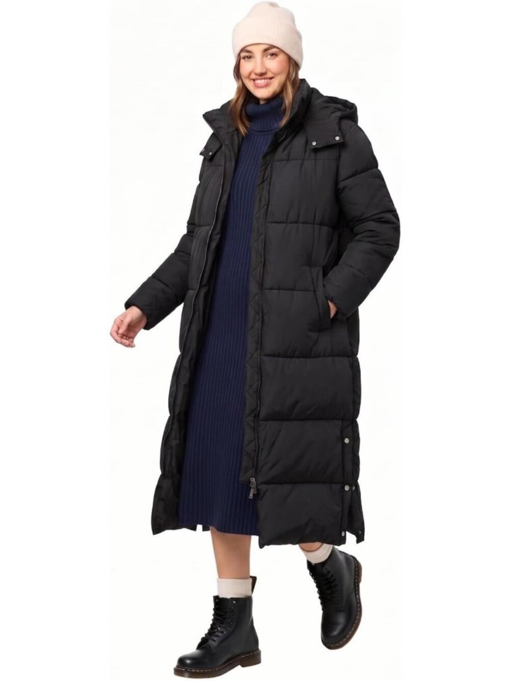 Warm Women's Winter Maxi Puffer Parka Jacket - Thick Quilted Coat with